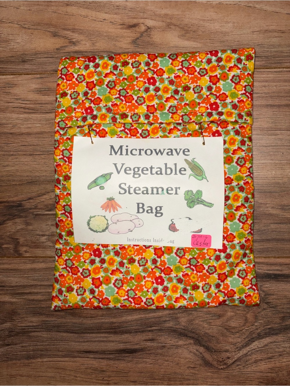Handmade Microwave Vegetable Steamer Bag Yellow Green Red Orange Floral Print